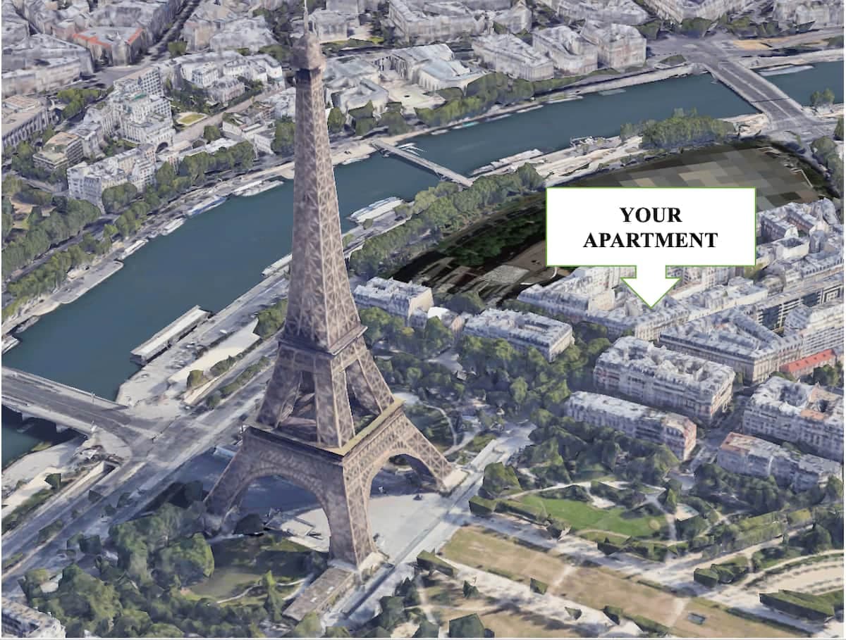 Appartement spacieux près de la Tour Eiffel - salon lumineux avec décoration élégante